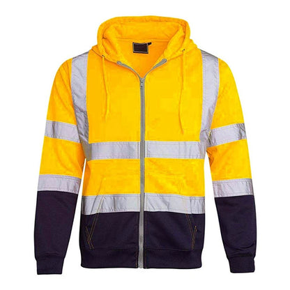 Men Women Workwear High Visibility Work Jacket Coat Reflective Safety Sweatshirt Hooded Coat Wrok Clothing Warm Winter Jackets