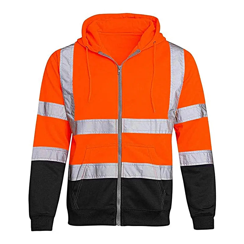 Men Women Workwear High Visibility Work Jacket Coat Reflective Safety Sweatshirt Hooded Coat Wrok Clothing Warm Winter Jackets