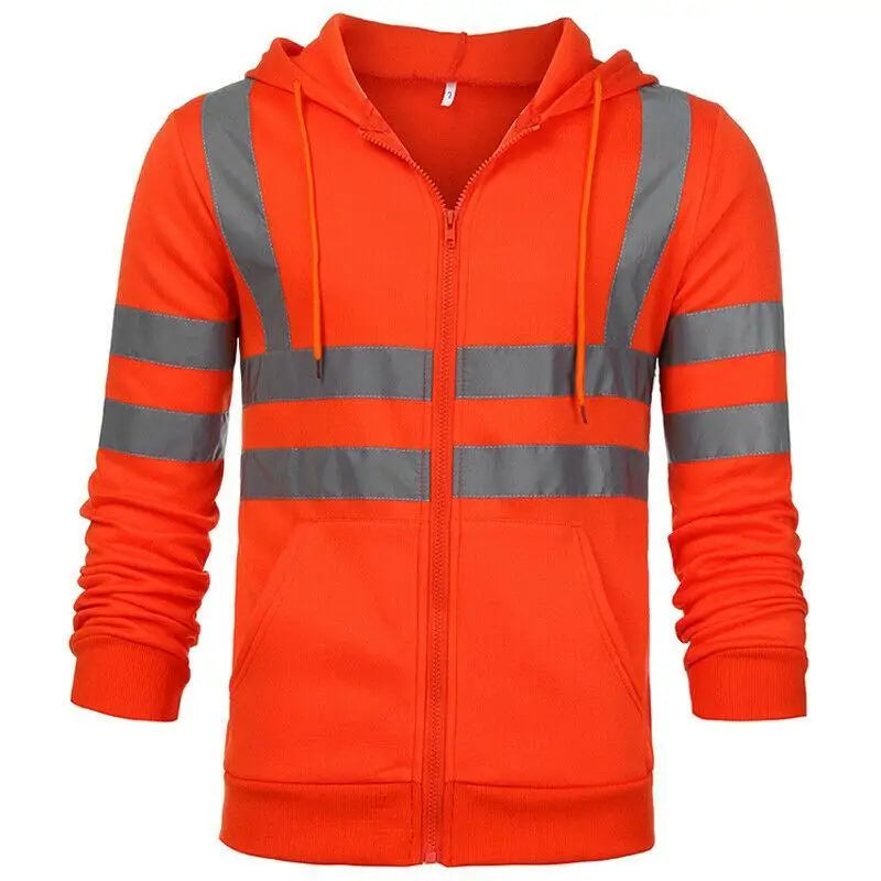 Men Women Workwear High Visibility Work Jacket Coat Reflective Safety Sweatshirt Hooded Coat Wrok Clothing Warm Winter Jackets